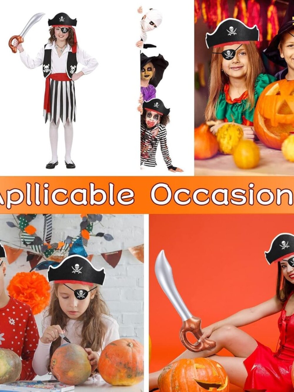 18 Pcs Pirate Party Accessories for Kids, 6 Hats 6 Patches 6 Swords - Picture 7 of 7
